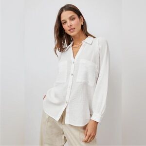 Rails Lauren White Cotton Gauze Blouse